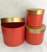 Gold Kapaklı Serpme Gold Puanlı Kırmızı 3'lü Silindir Kutu 5451