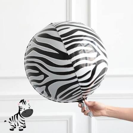 55*55 Cm Zebra Desenli Küre Folyo Balon