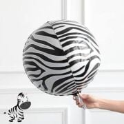 55*55 Cm Zebra Desenli Küre Folyo Balon