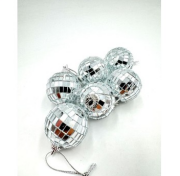 Yılbaşı Top Süs Disko Topu Gümüş 6 Cm 6'lı 7041