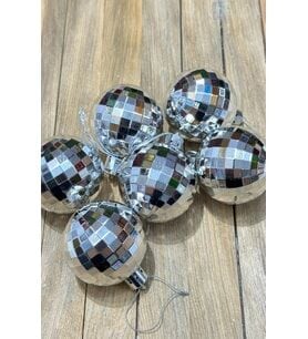 Yılbaşı Top Süs Disko Topu Gümüş 6 Cm 6'lı 7041