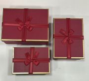 Sevgililer Günü Dikdörtgen Kutu 3'lü Bordo Gold Detaylı 12538-1