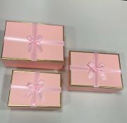 Sevgililer Günü Dikdörtgen Kutu 3'lü Pembe Gold Detaylı 12538-2