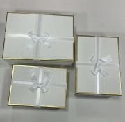 Sevgililer Günü Dikdörtgen Kutu 3'lü Beyaz Gold Detaylı 12538-3