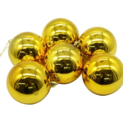 Yılbaşı Top Süs 8 Cm 6'lı Parlak Gold 7146