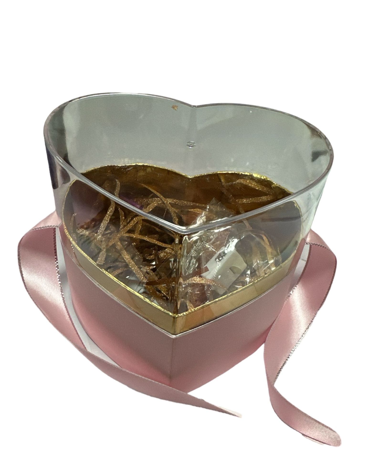 PEMBE KURDELELİ ŞEFFAF KAPAKLI LEDLİ KALP KUTU 0231