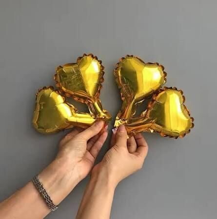 5 Inch Kalp Gold Folyo Balon 50 Li