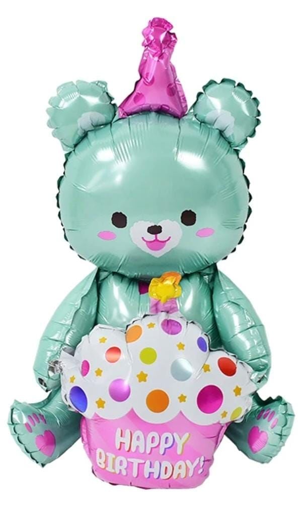 Yeşil Oturan Ayı Folyo Balon