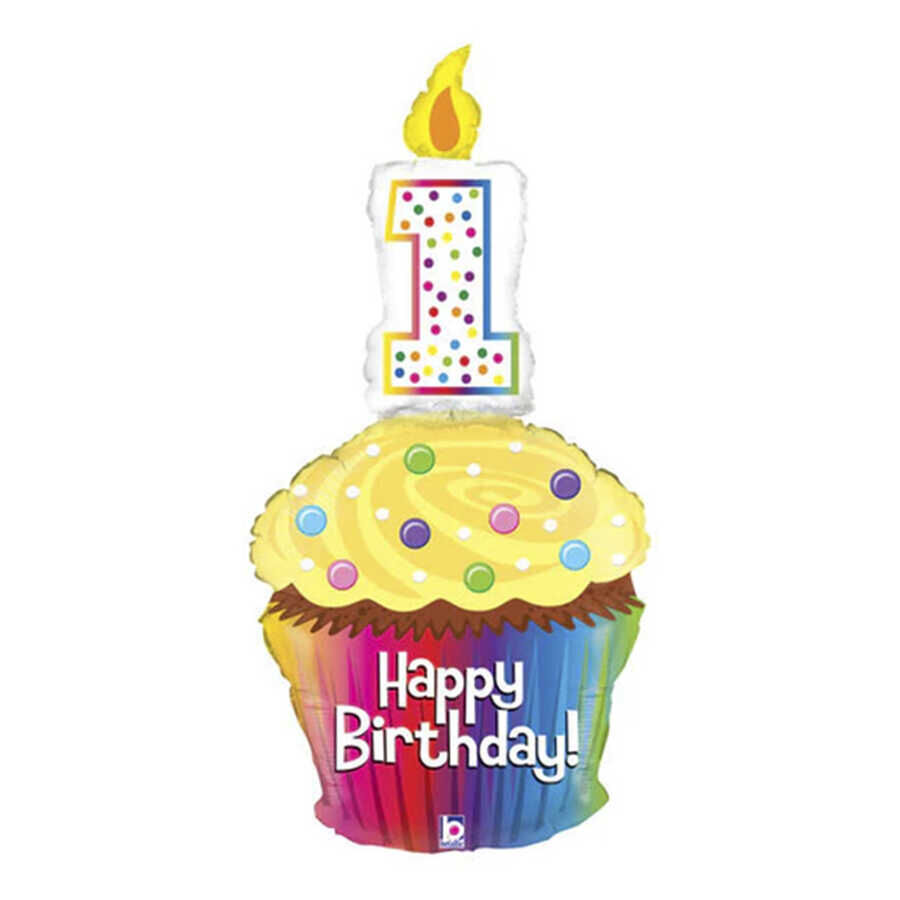 Happy 1st B-Day Cupcake Grabo Folyo Balon 47''