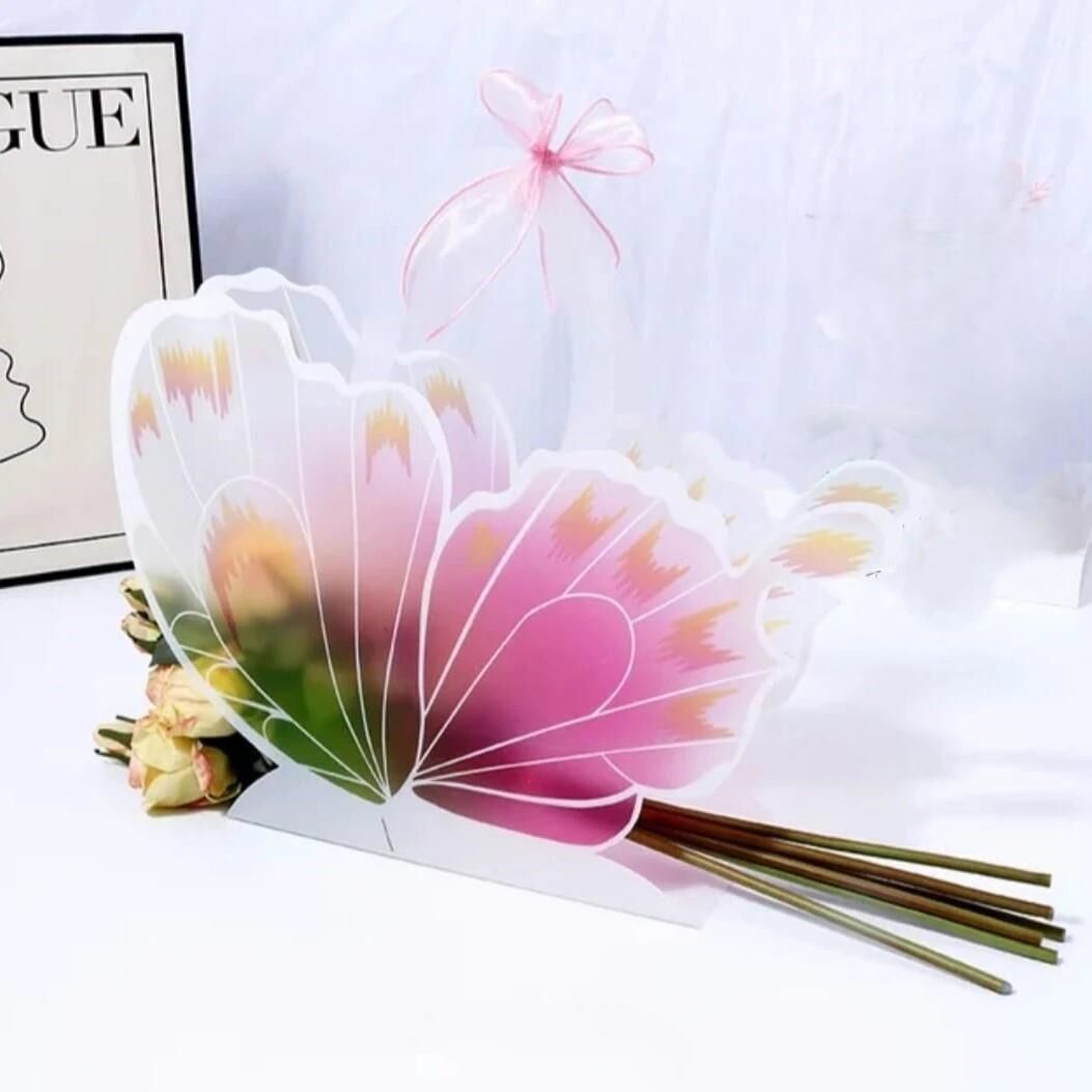 Çanta PVC Kelebek Çiçek Buketi İçin 42*12*35 Cm Mor
