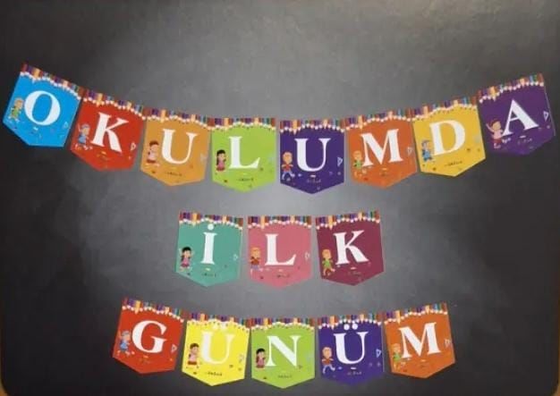 Okulumda İlk Günüm Renkli Banner