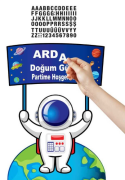 Uzay Temalı Dekoratif Pano Masa Üstü Set 5'li Set