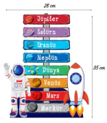 Uzay Temalı Dekoratif Pano Masa Üstü Set 5'li Set