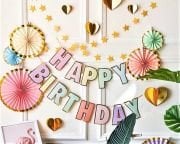 Happy Birthday Makaron Banner Varaklı