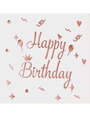 Happy Birthday Rose Gold Baskılı Peçete 20'li