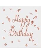 Happy Birthday Rose Gold Baskılı Peçete 20'li