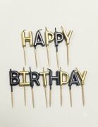 Happy Birthday 13 parça Siyah Gold Mum