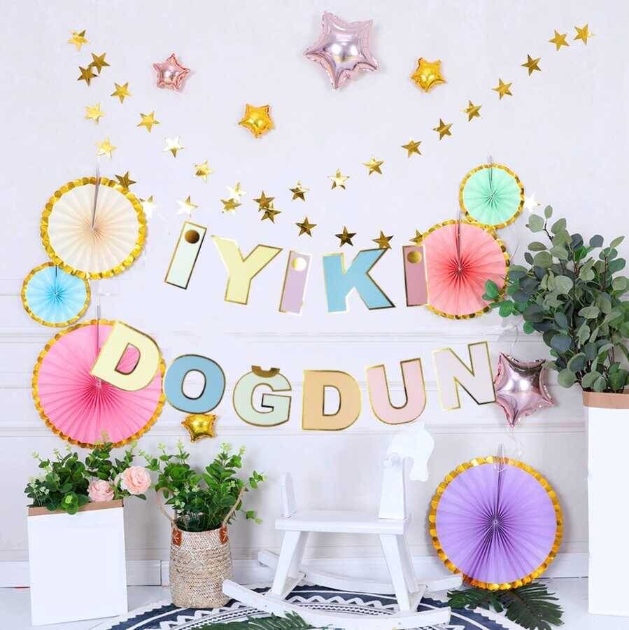 İyi Ki Doğdun Makaron Banner Varaklı