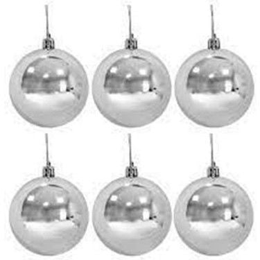 Yılbaşı Top Süs 4 Cm Gümüş Parlak  6'lı 2239-3