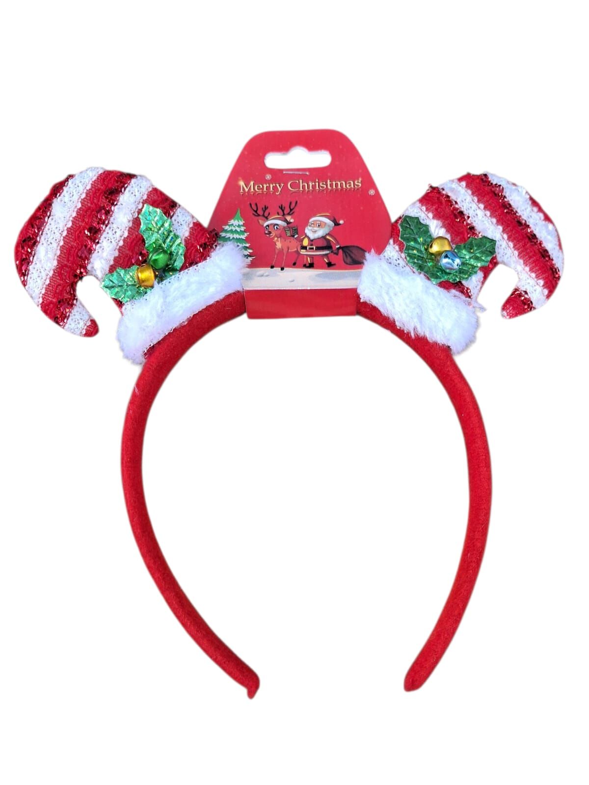 Kırmızı Beyaz Çizgili Zilli Boynuz Taç 250287