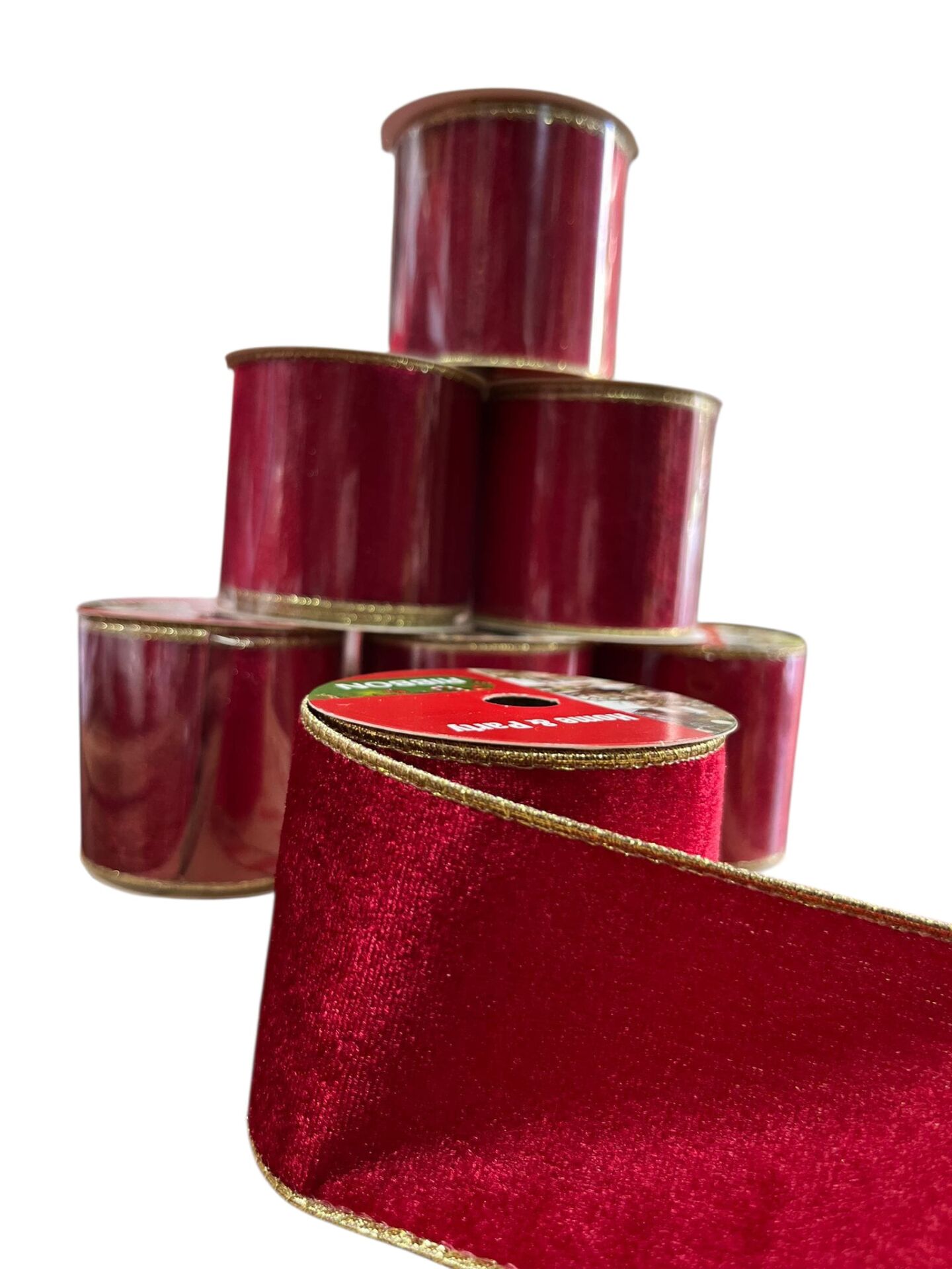 Yılbaşı Kadife Kırmızı Kurdele Gold Detaylı 6,3*3 mt