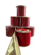 Yılbaşı Kadife Kırmızı Kurdele Gold Detaylı 6,3*3 mt