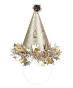Ponponlu Şapka Yıldızlı  Gold 18 Cm