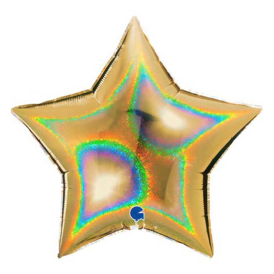36'' Grabo Hologram Gold Yıldız Folyo Balon