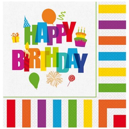 Renkli Happy Birthday Peçete