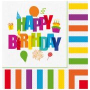Renkli Happy Birthday Peçete