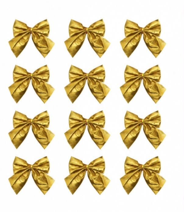 Yılbaşı Saten Parlak Fiyonk 5 Cm 12Li Gold