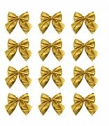 Yılbaşı Saten Parlak Fiyonk 5 Cm 12Li Gold
