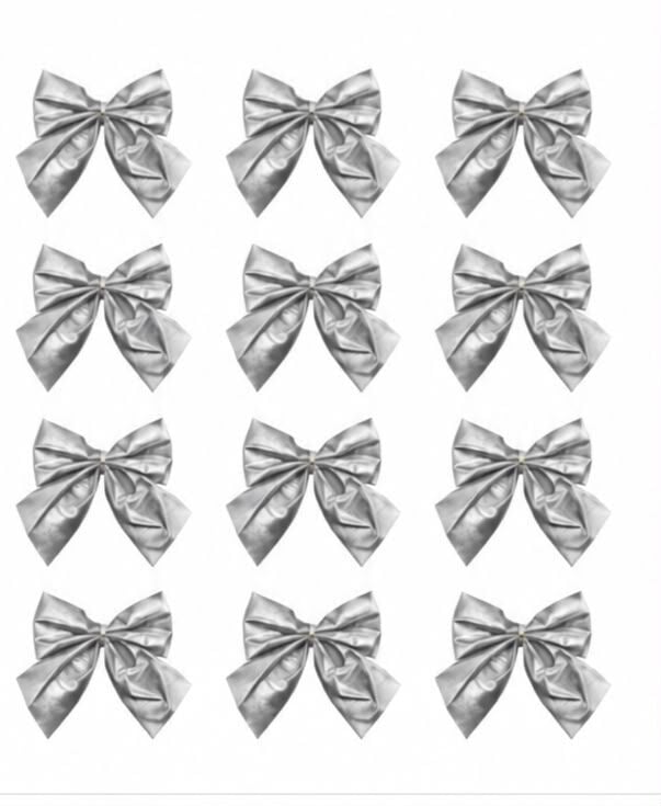 Yılbaşı Saten Parlak Fiyonk 5 Cm 12 Li Gümüş
