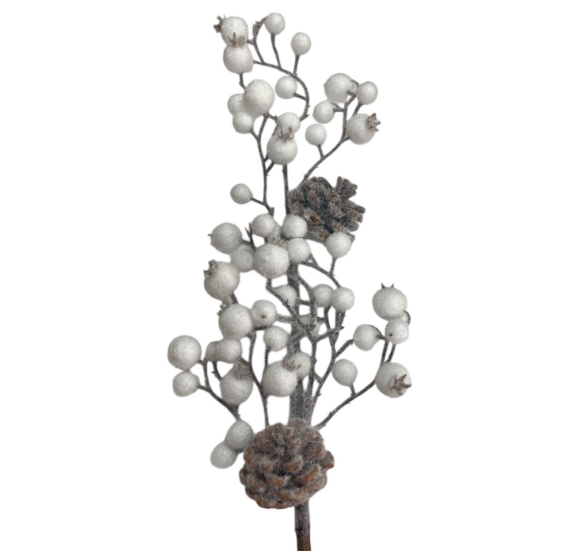 Yılbaşı Süsleme Çubuk Beyaz Karlı Kozalaklı 60 Cm 25178