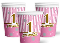 8'li 1 Yaş Pembe Bardak