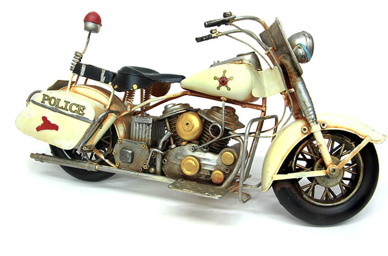 Dekoratif Metal Motosiklet Beyaz