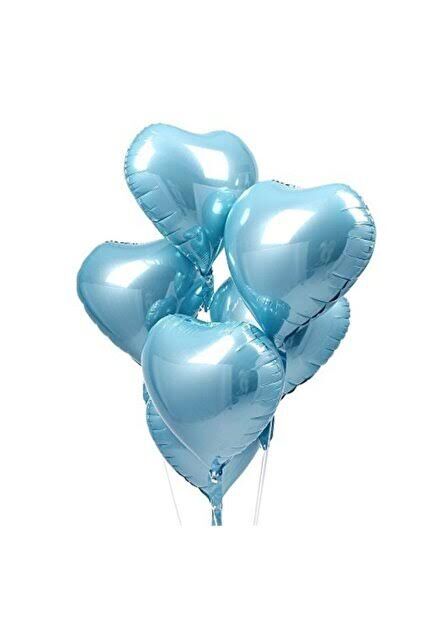 10 Inch Bebek Mavi Kalp Folyo Balon 50 Li