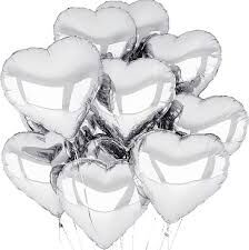 10 Inch Kalp Gümüş Folyo Balon 50 Li