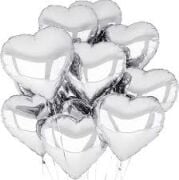 10 Inch Kalp Gümüş Folyo Balon 50 Li