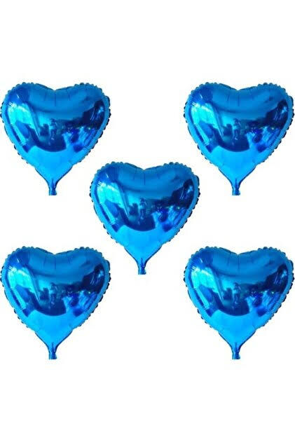 5 Inc Mavi Kalp  Folyo Balon 50 Li