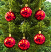 Yılbaşı Top Süs 6 Cm Kırmızı Parlak 6'lı 4600