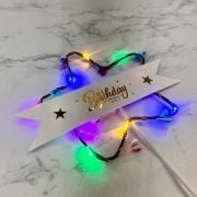Çubuklu Yıldız Desenli Işıklı Pasta Süsü