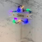 Çubuklu Yıldız Desenli Işıklı Pasta Süsü