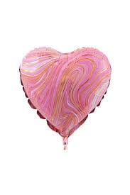 18 Inc pembe Mermer Desen Kalp Folyo Balon