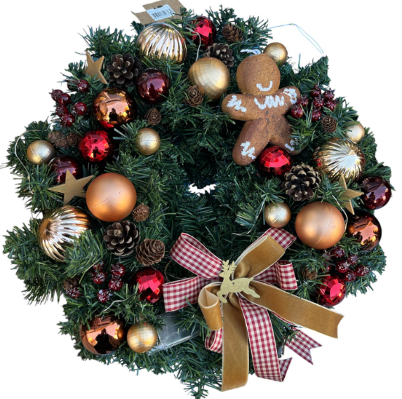 Yılbaşı Kapı Süsü 45 Cm Lüx Ledli Renkli Kurabiye Adam 8134