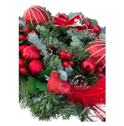 Yılbaşı Kapı Süsü 45 Cm Lüx Renkli Kırmızı Çiçekli 8134