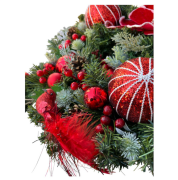 Yılbaşı Kapı Süsü 45 Cm Lüx Renkli Kırmızı Çiçekli 8134