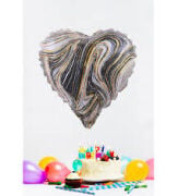 18 Inc Siyah Mermer Desen Kalp  Folyo Balon