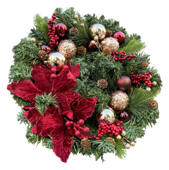 Yılbaşı Kapı Süsü 45 Cm Lüx Renkli YIlbaşı Çiçekli 8134