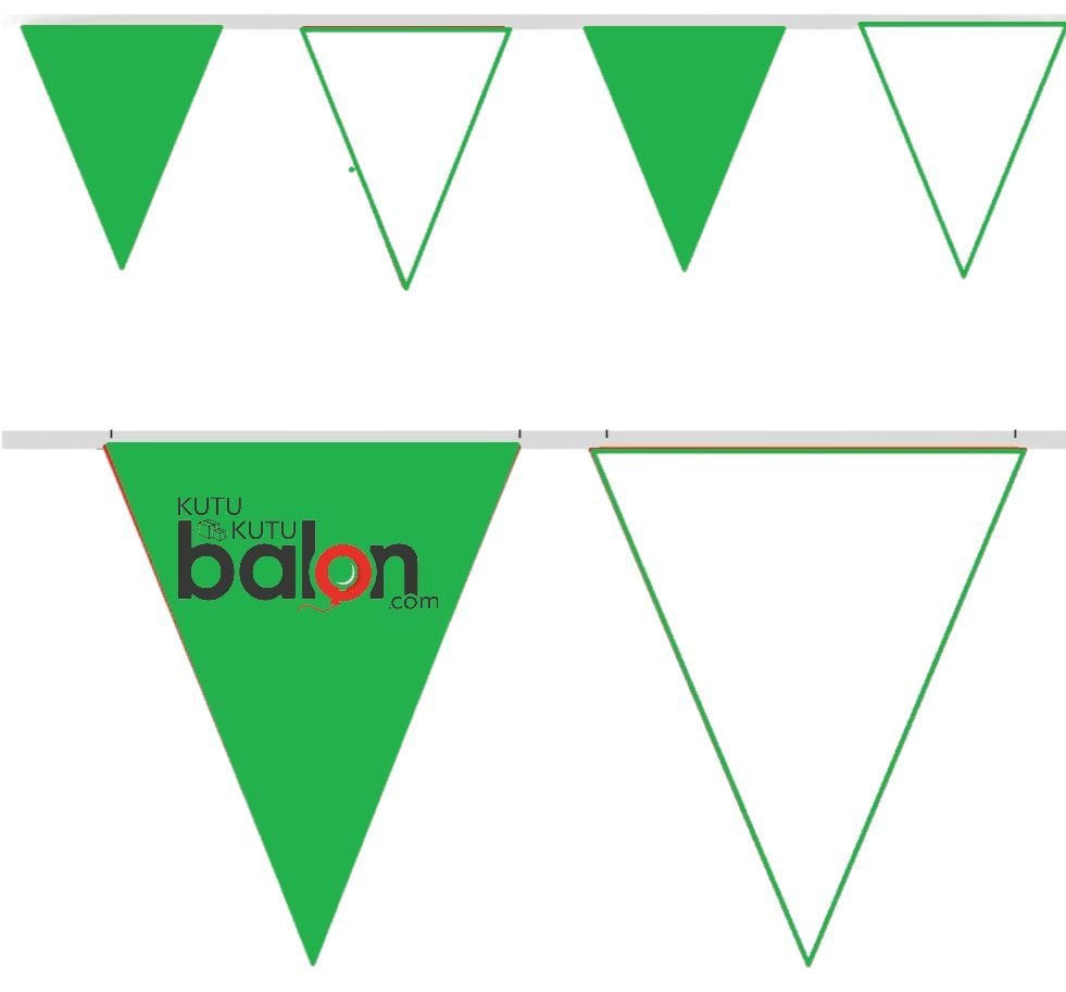 Yeşil Beyaz Üçgen 25 Metre Branda Flama